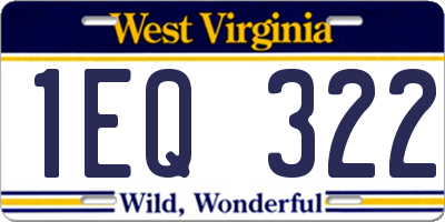 WV license plate 1EQ322