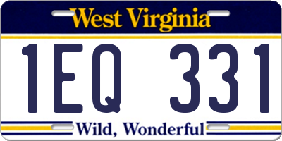 WV license plate 1EQ331