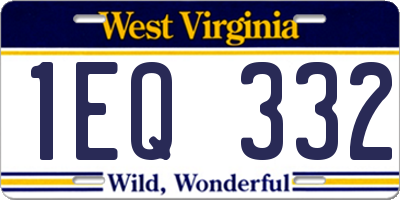 WV license plate 1EQ332