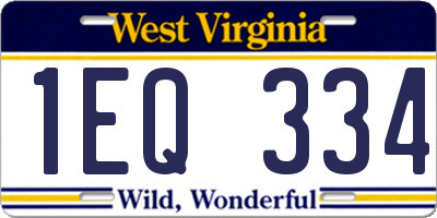WV license plate 1EQ334