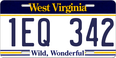 WV license plate 1EQ342
