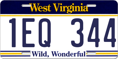 WV license plate 1EQ344