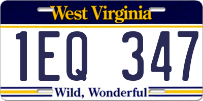 WV license plate 1EQ347
