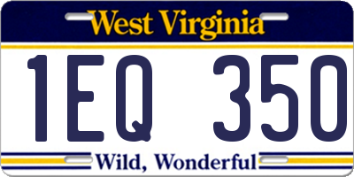 WV license plate 1EQ350
