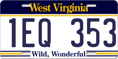 WV license plate 1EQ353