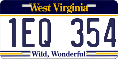 WV license plate 1EQ354
