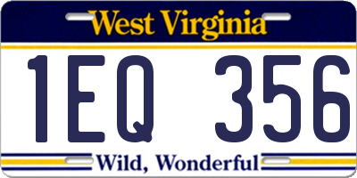 WV license plate 1EQ356