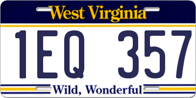 WV license plate 1EQ357