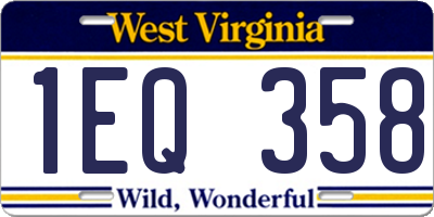 WV license plate 1EQ358