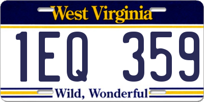 WV license plate 1EQ359