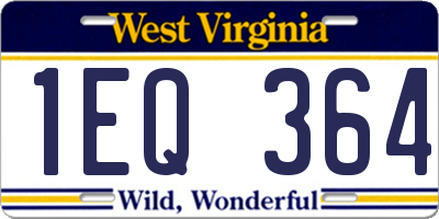 WV license plate 1EQ364