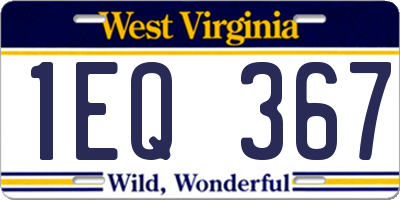 WV license plate 1EQ367