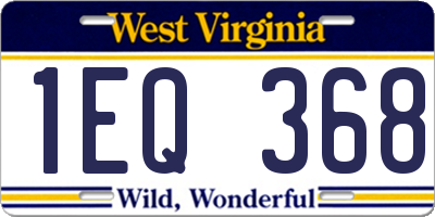 WV license plate 1EQ368
