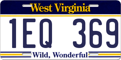 WV license plate 1EQ369