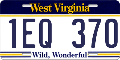 WV license plate 1EQ370