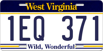 WV license plate 1EQ371