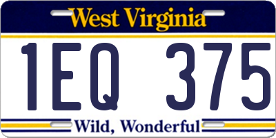 WV license plate 1EQ375