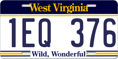 WV license plate 1EQ376