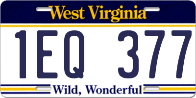 WV license plate 1EQ377