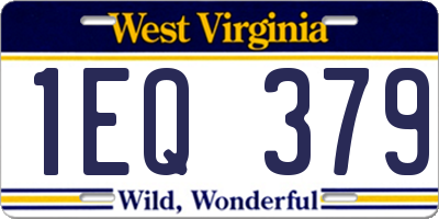 WV license plate 1EQ379