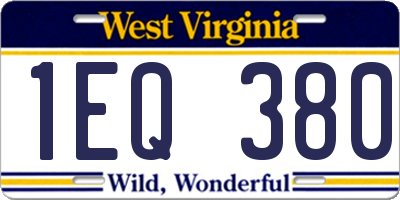 WV license plate 1EQ380