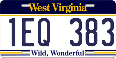 WV license plate 1EQ383