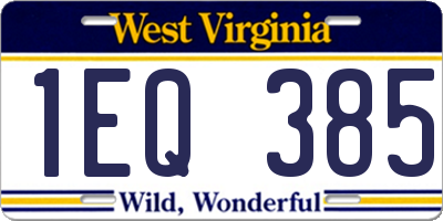 WV license plate 1EQ385
