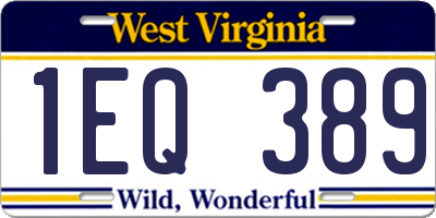 WV license plate 1EQ389
