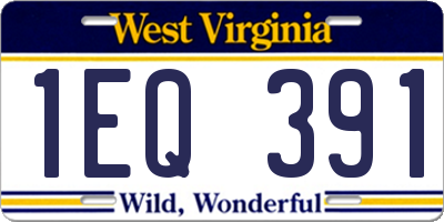 WV license plate 1EQ391