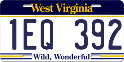 WV license plate 1EQ392