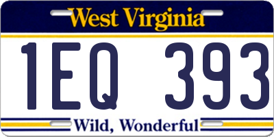 WV license plate 1EQ393
