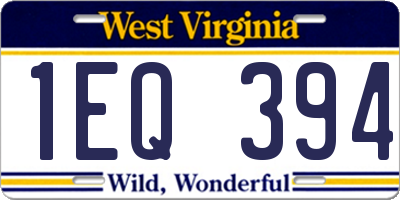 WV license plate 1EQ394
