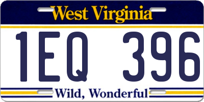 WV license plate 1EQ396