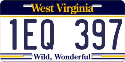 WV license plate 1EQ397