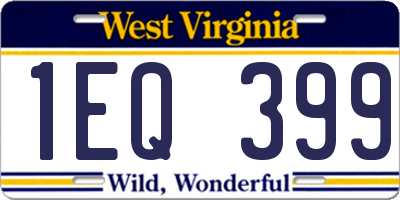 WV license plate 1EQ399