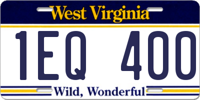 WV license plate 1EQ400
