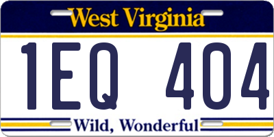 WV license plate 1EQ404