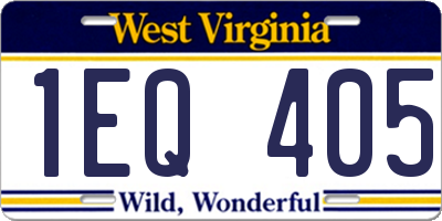 WV license plate 1EQ405