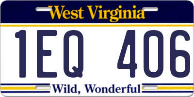 WV license plate 1EQ406