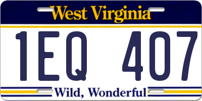 WV license plate 1EQ407