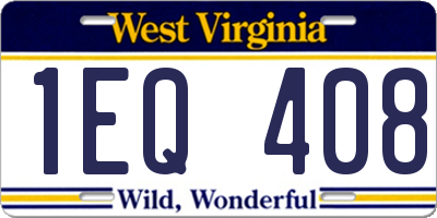WV license plate 1EQ408