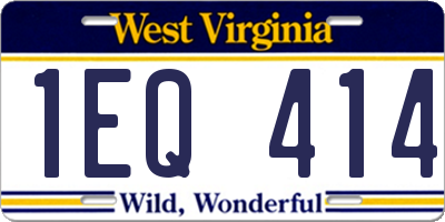 WV license plate 1EQ414
