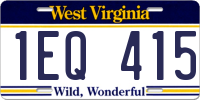 WV license plate 1EQ415
