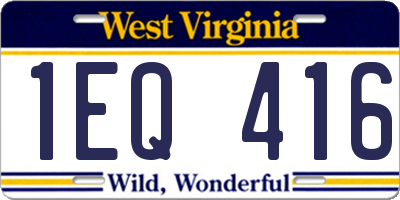 WV license plate 1EQ416