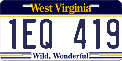 WV license plate 1EQ419