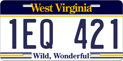 WV license plate 1EQ421