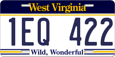 WV license plate 1EQ422