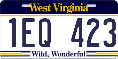WV license plate 1EQ423