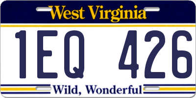 WV license plate 1EQ426