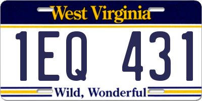 WV license plate 1EQ431